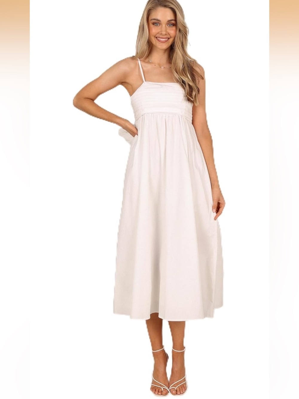Petal & Pup Alice Bow Back Midi Dress - White XS. 1956/DC-5